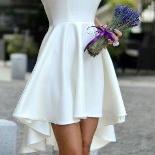 Short Sleeveless Homecoming Dress, High-low White..