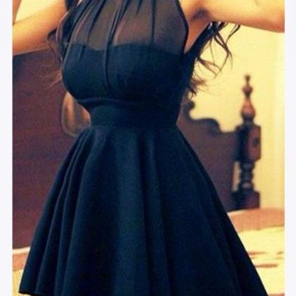 Chiffon Black Homecoming Dress,short Prom Dresses..
