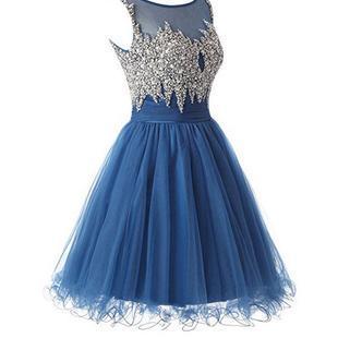 Scoop Tulle Homecoming Dresses, Short Prom Dresses..