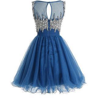 Scoop Tulle Homecoming Dresses, Short Prom Dresses..