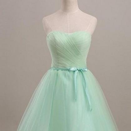 Simple Mint Strapless Lace Up Cute Elegant..