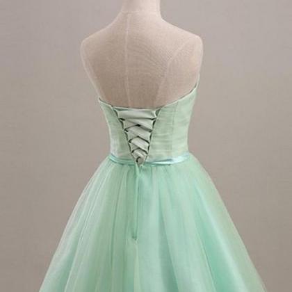 Simple Mint Strapless Lace Up Cute Elegant..
