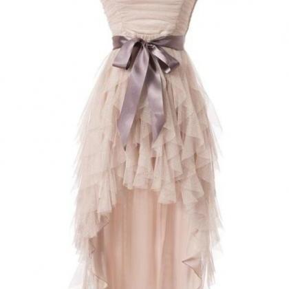 Simple Strapless Tulle Homecoming Cocktail Dresses