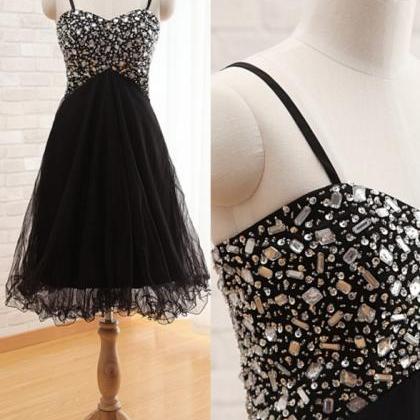 Black Prom Dress Gown Short, Prom Dress,little..