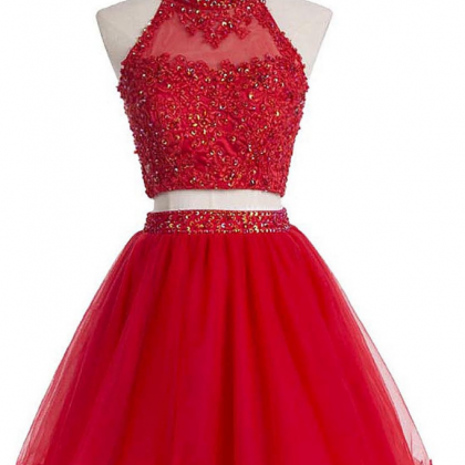 Lovely Red Homecoming Dresses, Two Piece..