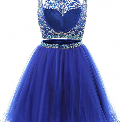 One Shoulder Prom Dresses Tulle Homecoming Dress With Beading PG065