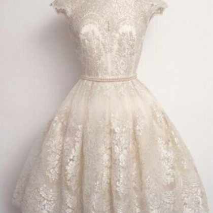 Cap Sleeve Homecoming Dress,lace Applique..