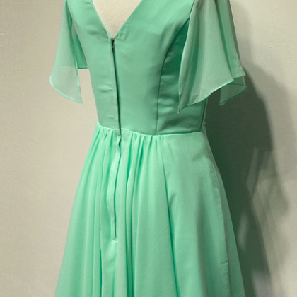 Short Sleeve Homecoming Dress,mint Green..