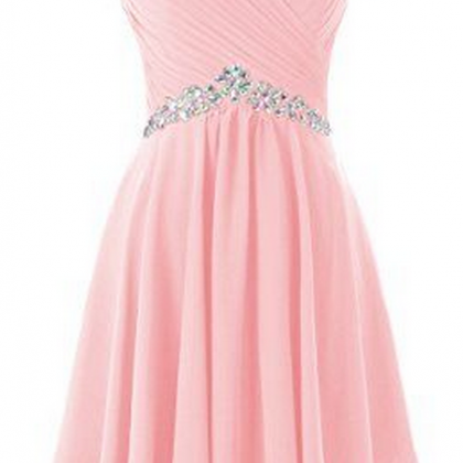 A-line Pink Homecoming Dress,beaded Homecoming..