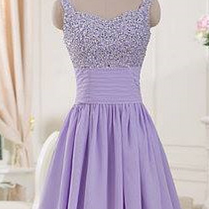 Sparkle Beaded Homecoming Dress,lavender..