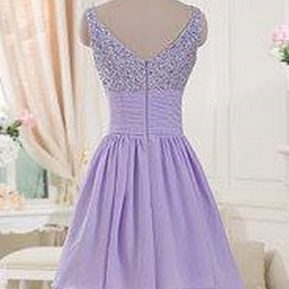 Sparkle Beaded Homecoming Dress,lavender..