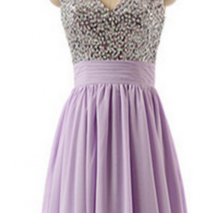 Light Purple Homecoming Dress,spaghetti Straps..