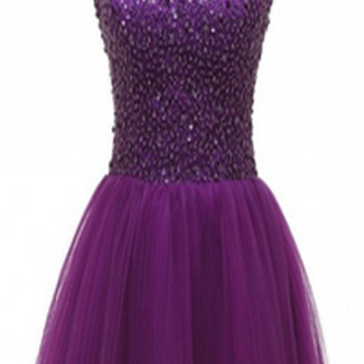 Purple Beaded Homecoming Dress,halter Short..