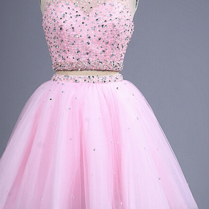 Two Piece Homecoming Dress,pink Homecoming Dresses