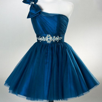 One Shoulder Tulle Homecoming Dresses, Cute..