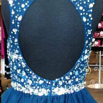 Beaded Scoop A-line Homecoming Dress, Backless..