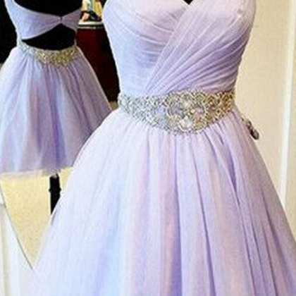 Short Lilac Sweetheart Sparkly Evening Party..