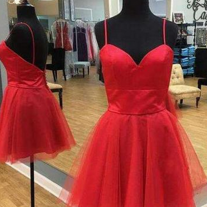 Simply Straps Red Short Tulle Homecoming Dress