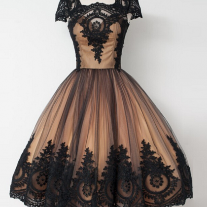 Elegant Lace Tulle Homecoming Dress,knee Length..