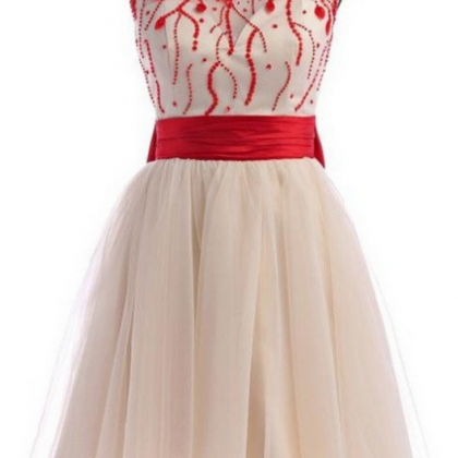 Pretty Skirt With Red Beads Homecoming Dresses..