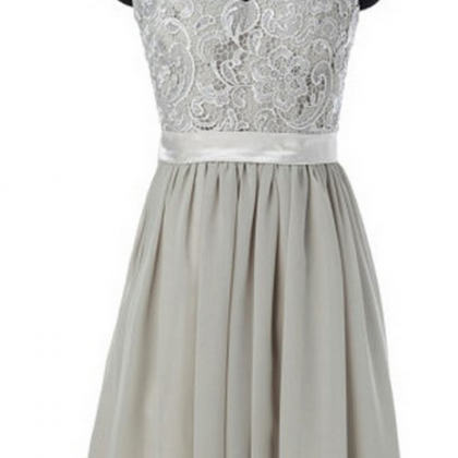 Short Bridesmaid Dress,gray Bridesmaid Dress, Lace..