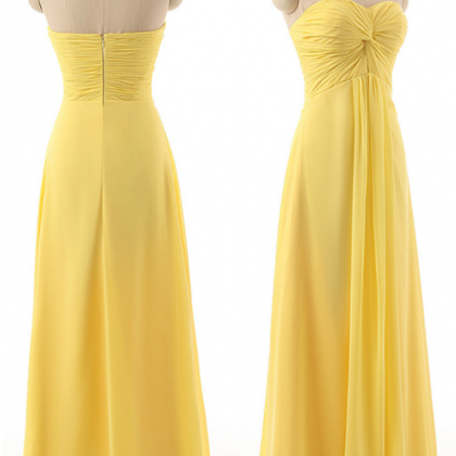 Yellow Sweetheart Bridesmaid Dresses, Flowing..