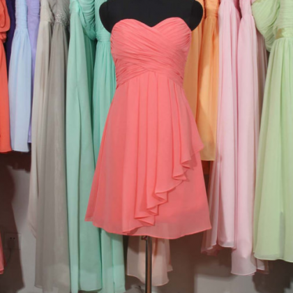 Coral Bridesmaid Dress, A-line Bridesmaid Dress,..