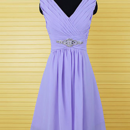 Elegant Purple Bridesmaid Dresses, Knee-length..