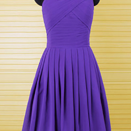 Casual One Shoulder Bridesmaid Dresses, Purple..