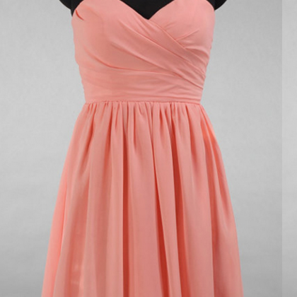 A-line Sweetheart Bridesmaid Dresses, Pink Chiffon..