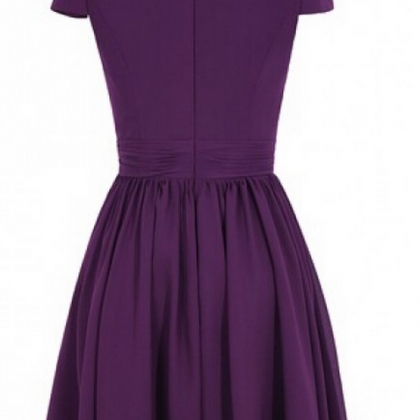 Cap Sleeve Bridesmaid Dress,purple Bridesmaid..