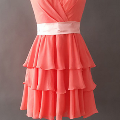 Elegant Watermelon Bridesmaid Dresses With A Pink..