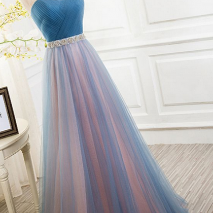 Sweetheart Bridesmaid Dresses, Blue Peach Tulle..