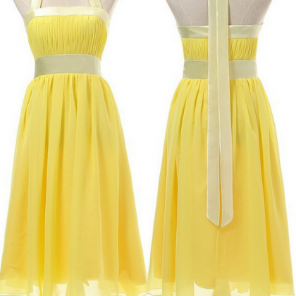 Yellow Bridesmaid Dress,Yellow Prom..