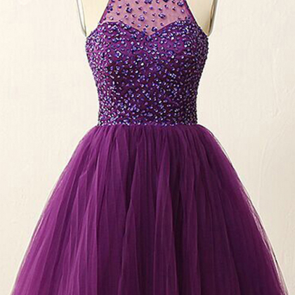 A-line Homecoming Dresses,purple Homecoming..