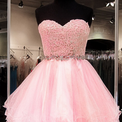 Tulle Pink Homecoming Dress,sweetheart Short..