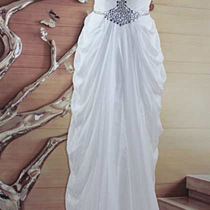 White Evening Dresses,long Elegant Prom Dresses,..