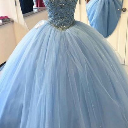 Prom Dress,ball Gown Prom Dresses,elegant Blue..