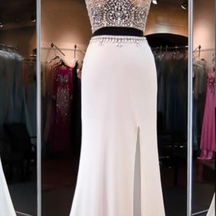 Two Pieces Beading Prom Dresses, Floor-length..