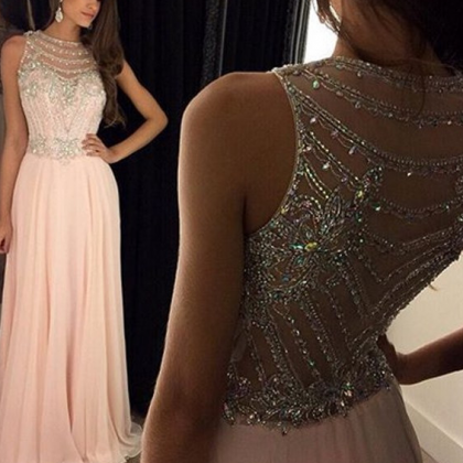 Sparkling Beading Prom Dresses,Pink..