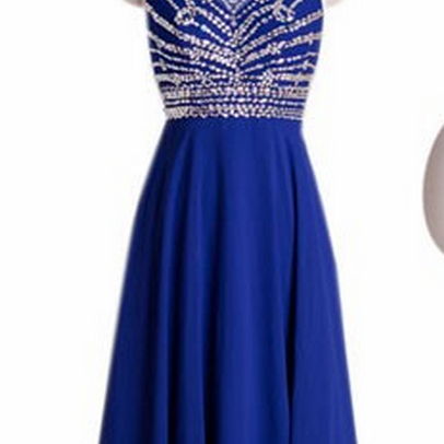Sleeveless O-neck Prom Dresses,royal Blue Prom..