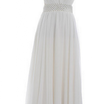 White Sweetheart Ruched Beaded A-line Floor-length..