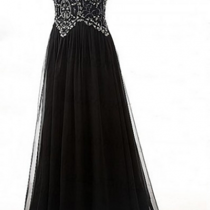 Off-the-shoulder Beaded A-line Long Prom Dress,..
