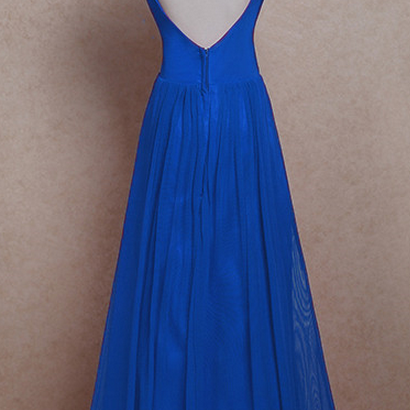Royal Blue Chiffon Prom Dresses Evening Dresses
