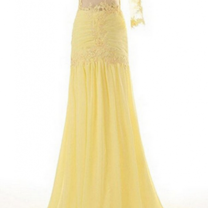 V-Neck Straps Daffodil Prom Dresses main image 1