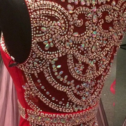 Luxury Beads Custom Charming Red Mermaid Prom..