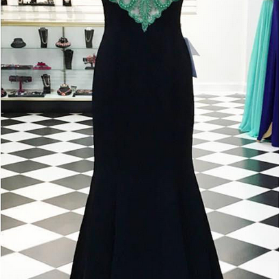 Elegant Black Chiffon Formal Dresses Sexy Beaded..