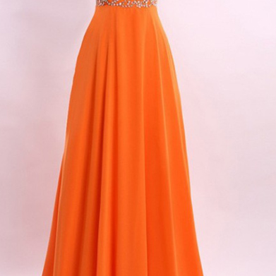 A Line Princess Orange Chiffon Prom Dresses,high..