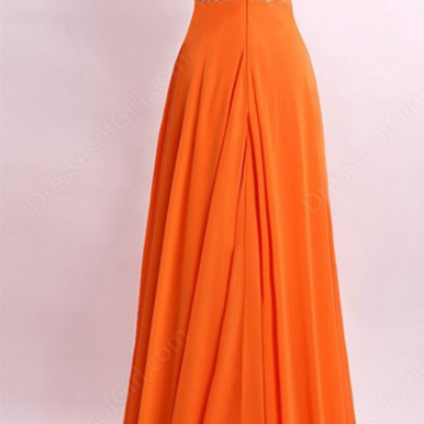 A Line Princess Orange Chiffon Prom Dresses,high..