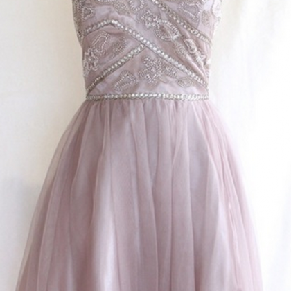 Beaded Strapless Tulle Cocktail Dress, Short Party..